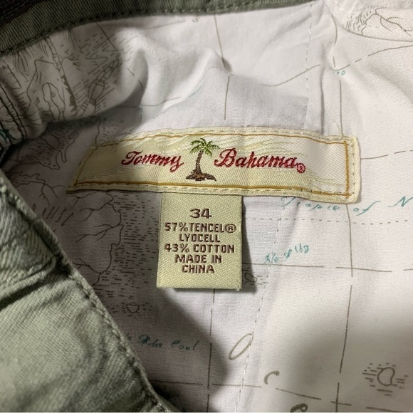 Tommy Bahama Tencel Blend Bermuda Shorts Mens 34 Olive Green 10" Inseam Comfort - Picture 2 of 4